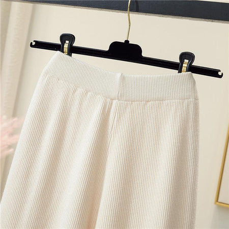 Jolene Woolen Coord Set - close-up of waistband, cream - Miss Mosa By Akanksha