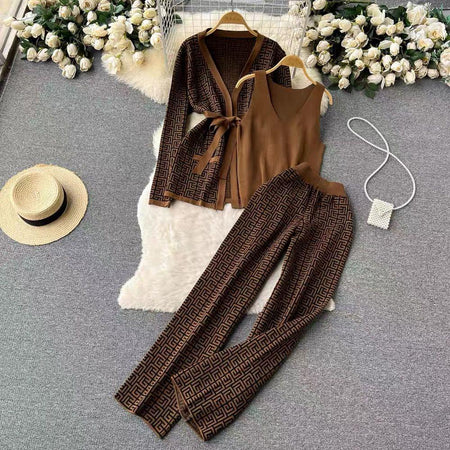 Jordan Woolen Coord Set - styled flat-lay shot, brown - Miss Mosa By Akanksha