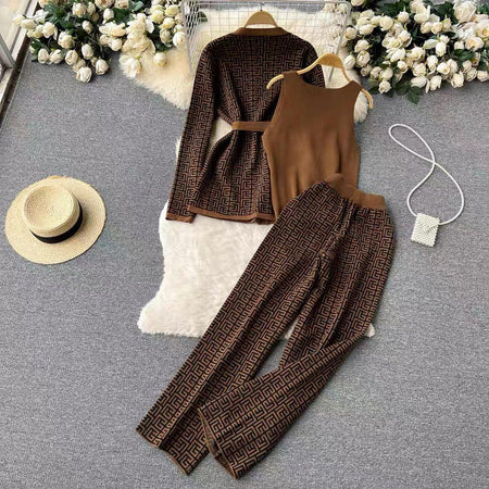 Jordan Woolen Coord Set - styled flat-lay shot, brown - Miss Mosa By Akanksha