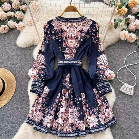 Josephine Vintage Dress In Navy Blue - styled flat-lay shot, navy - Miss Mosa By Akanksha