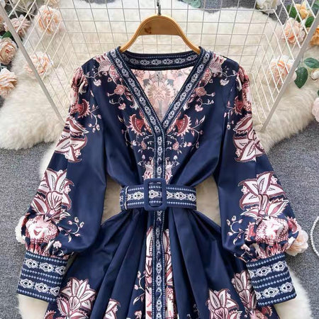 Josephine Vintage Dress In Navy Blue - close-up of bodice, navy - Miss Mosa By Akanksha