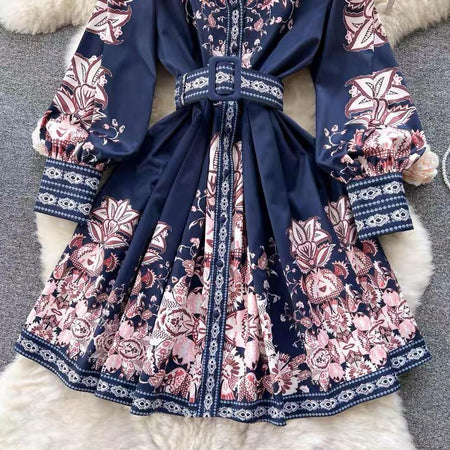 Josephine Vintage Dress In Navy Blue - styled flat-lay shot, navy - Miss Mosa By Akanksha