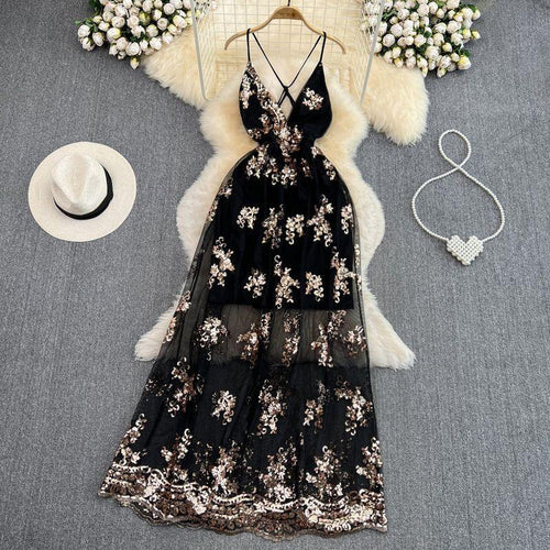 Joshua Sequined Maxi Dress In Black
