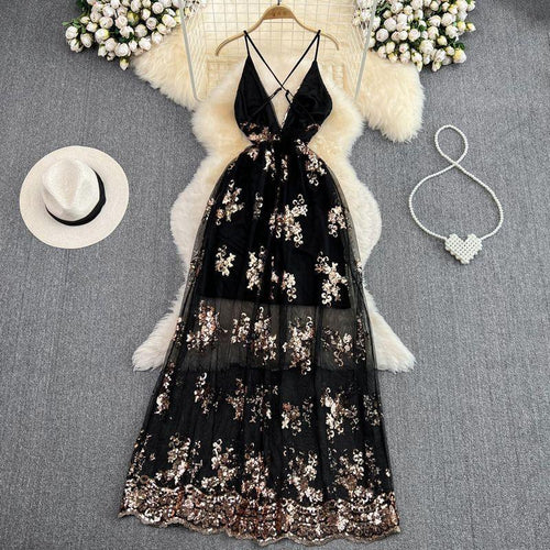 Joshua Sequined Maxi Dress In Black