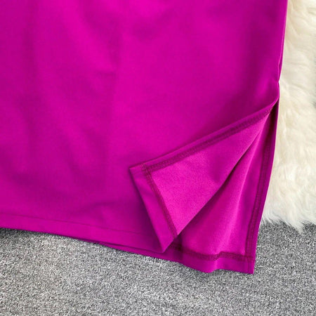 Journi Statement Dress - close-up of side slit, magenta - Miss Mosa By Akanksha