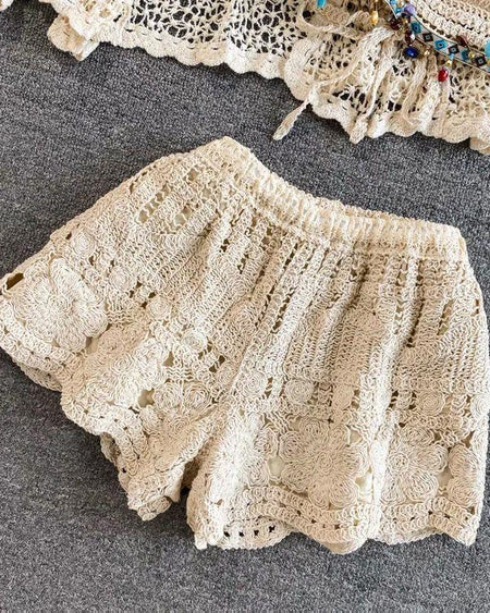 Jules 3 Piece Coord Set - Resortwear Set In Beige - flat-lay product shot, beige - Miss Mosa By Akanksha