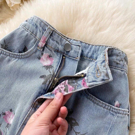 Juliana Slit Denim Skirts In Light Blue - close-up of zip, blue - Miss Mosa By Akanksha