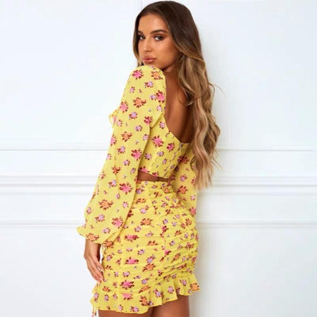 Juniper Coord Set In Yellow - back shot on model, yellow - Miss Mosa By Akanksha