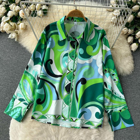 Kamara Abstract Coord Set In Green - flat-lay product shot, green - Miss Mosa By Akanksha