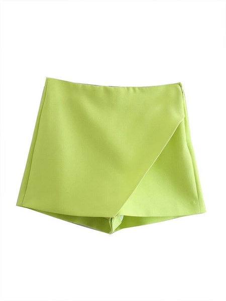 Kamara Skorts - flat-lay product shot, green - Miss Mosa By Akanksha
