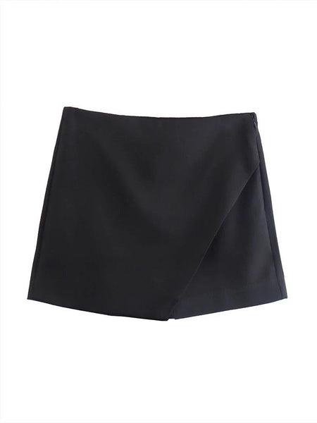 Kamara Skorts - flat-lay product shot, black - Miss Mosa By Akanksha