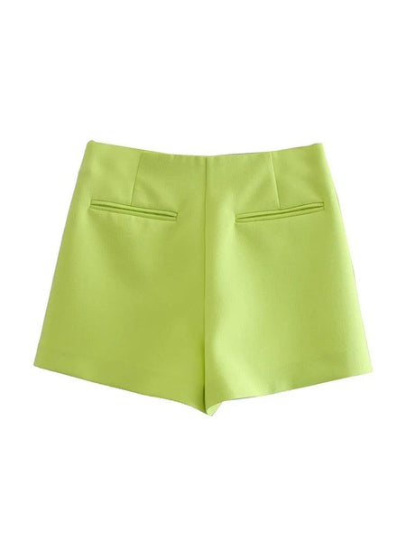 Kamara Skorts - back flat-lay product shot, green - Miss Mosa By Akanksha