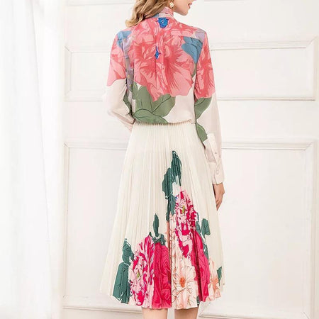 Karev Luxury Coord Set In Off-White - back shot on model, multicolour - Miss Mosa By Akanksha