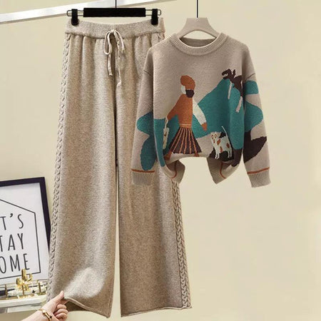 Kate Woolen Coord Set - styled flat-lay shot, beige - Miss Mosa By Akanksha