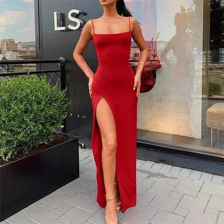 Kauser Formal Maxi Dress - full-length shot on model, red - Miss Mosa By Akanksha