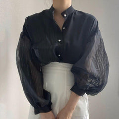 Kaydence Statement Shirt - front shot on model, black - Miss Mosa By Akanksha