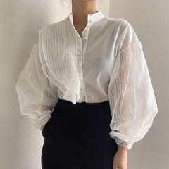 Kaydence Statement Shirt - front shot on model, white - Miss Mosa By Akanksha