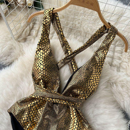 Kelsey BodySuit - close-up of bodysuit bodice, gold - Miss Mosa By Akanksha