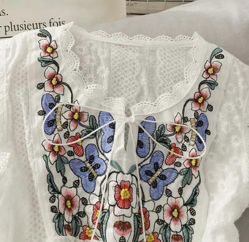 Kylie Embroidered Blouse in White