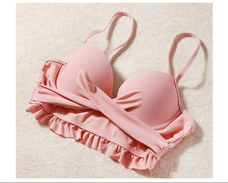 Laica Swimsuit Set In Peach - close-up of bikini top, pink - Miss Mosa By Akanksha
