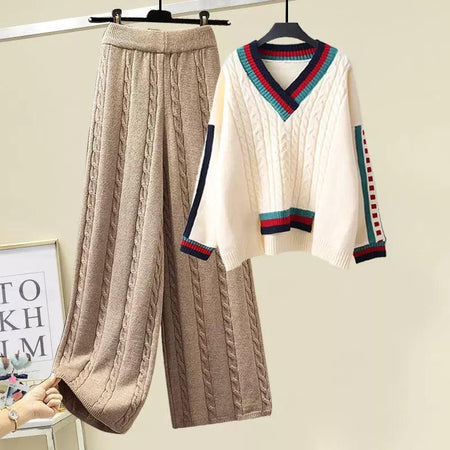 Larisa Woolen Coord Set - styled flat-lay shot, cream - Miss Mosa By Akanksha
