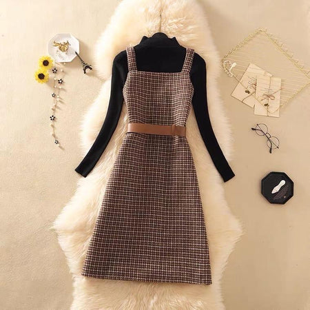 Lauder Dress and Top Set In Black and Brown - styled flat-lay shot, brown - Miss Mosa By Akanksha