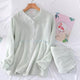 Laurel Lace Cotton Nightsets - flat-lay product shot, green - Miss Mosa By Akanksha