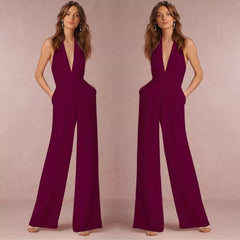 Laurie Halter Neck Jumpsuit - front shot on model, magenta - Miss Mosa By Akanksha
