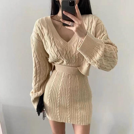 Lenny Statement Coord Set - front shot on model, beige - Miss Mosa By Akanksha