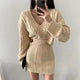 Lenny Statement Coord Set - front shot on model, beige - Miss Mosa By Akanksha