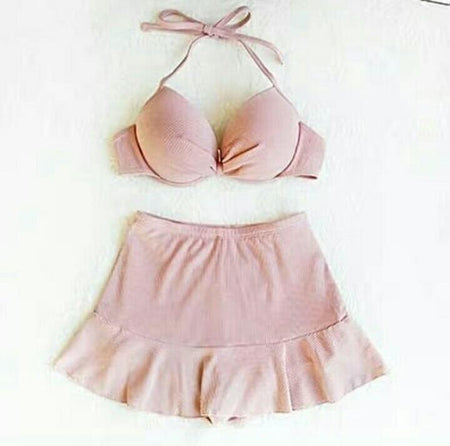 LiaBella 3 Piece Swimsets in Pink and Blue - flat-lay product shot, pink - Miss Mosa By Akanksha