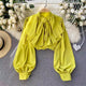 Libiya Luxury Formal Blouse - front shot on hanger, yellow - Miss Mosa By Akanksha