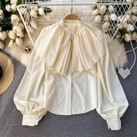 Libiya Luxury Formal Blouse - front shot on hanger, cream - Miss Mosa By Akanksha