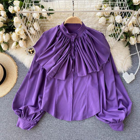 Libiya Luxury Formal Blouse - front shot on hanger, purple - Miss Mosa By Akanksha