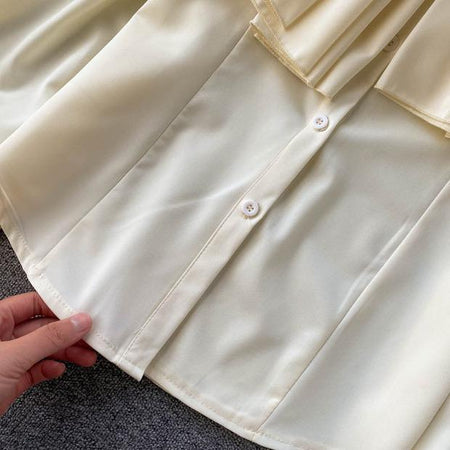 Libiya Luxury Formal Blouse - close-up of hem, cream - Miss Mosa By Akanksha