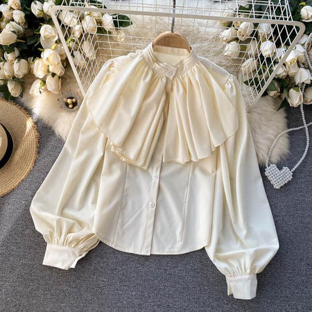 Libiya Luxury Formal Blouse - front shot on hanger, cream - Miss Mosa By Akanksha