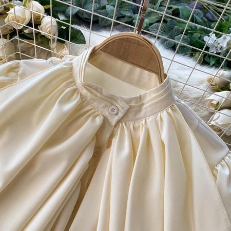 Libiya Luxury Formal Blouse - close-up of neckline, cream - Miss Mosa By Akanksha