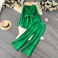 Liboa Woolen Coord Set - styled flat-lay shot, green - Miss Mosa By Akanksha
