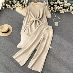 Liboa Woolen Coord Set - styled flat-lay shot, beige - Miss Mosa By Akanksha
