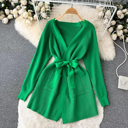 Liboa Woolen Coord Set - flat-lay product shot, green - Miss Mosa By Akanksha