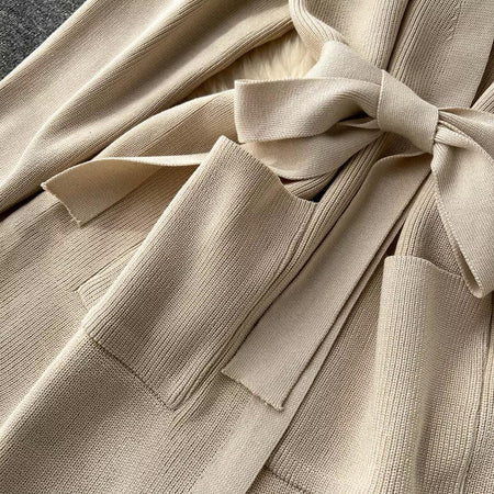 Liboa Woolen Coord Set - close-up of pockets, beige - Miss Mosa By Akanksha