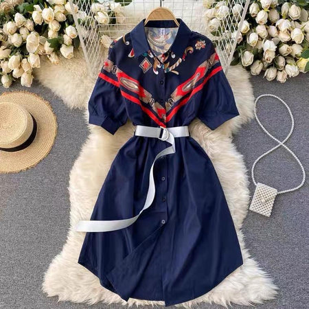Libya Luxury Scarf Dress - styled flat-lay shot, navy - Miss Mosa By Akanksha