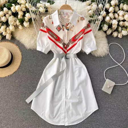Libya Luxury Scarf Dress - styled flat-lay shot, white - Miss Mosa By Akanksha