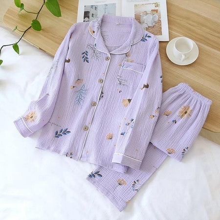 Lilac Dreams Nightset In Lilac - flat-lay product shot, lilac - Miss Mosa By Akanksha