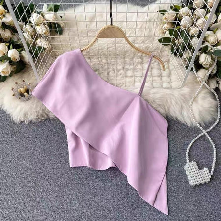 Lily One Shoulder Top - styled flat-lay shot, lilac - Miss Mosa By Akanksha