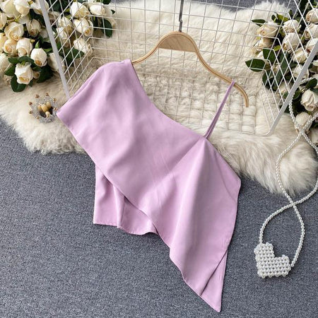 Lily One Shoulder Top - styled flat-lay shot, lilac - Miss Mosa By Akanksha