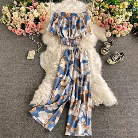 Linda floral coord set - styled flat-lay shot, blue - Miss Mosa By Akanksha