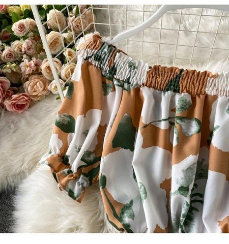 Linda floral coord set - close-up of neckline, orange - Miss Mosa By Akanksha