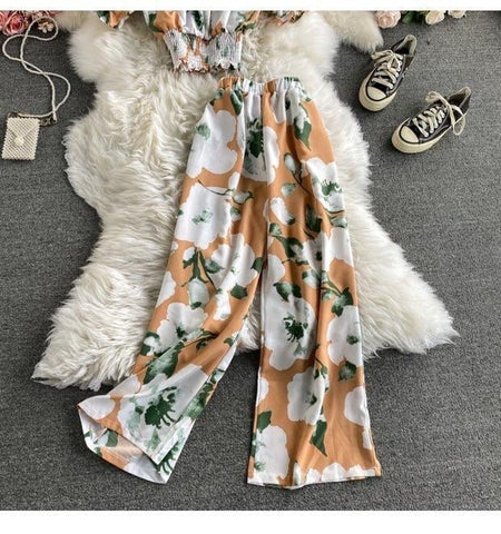 Linda floral coord set - flat-lay product shot, orange - Miss Mosa By Akanksha