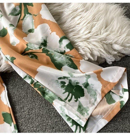 Linda floral coord set - close-up of trousers, orange - Miss Mosa By Akanksha